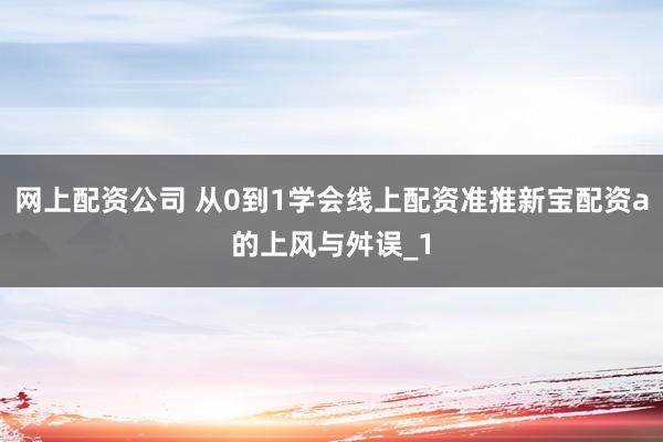 网上配资公司 从0到1学会线上配资准推新宝配资a的上风与舛误_1