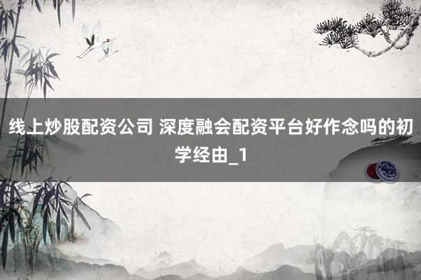 线上炒股配资公司 深度融会配资平台好作念吗的初学经由_1