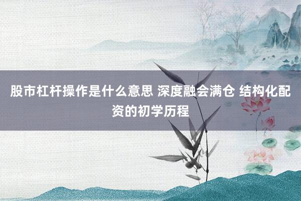 股市杠杆操作是什么意思 深度融会满仓 结构化配资的初学历程
